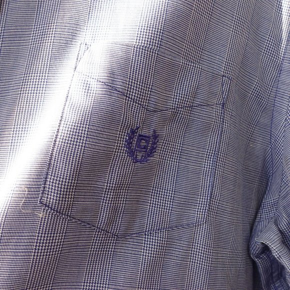 Chaps Shirt Men Size 2XL Cotton Casual Button Down Long Sleeve Pocket Twill Blue - Picture 6 of 9